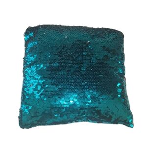 Teal Sequin Throw Pillow